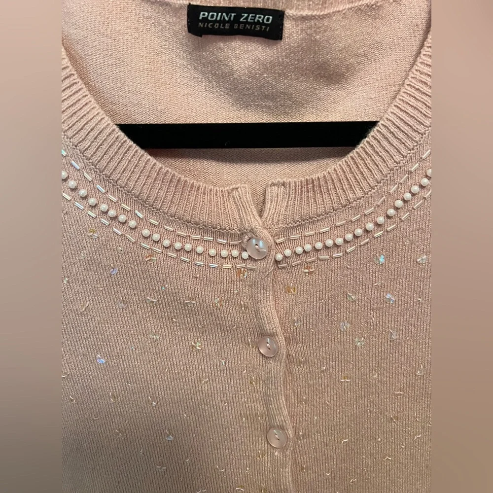 Point Zero Women's Cardigan in Soft Blush Pink with Sparkle detail 💝 - Picture 3 of 8